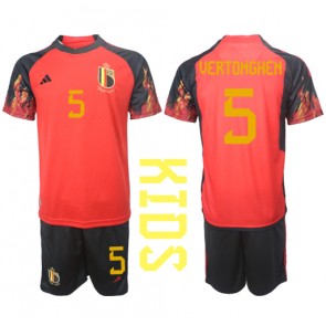 Lacne Dětský Futbalové dres Belgicko Jan Vertonghen #5 MS 2022 Krátky Rukáv - Domáci (+ trenírky)
